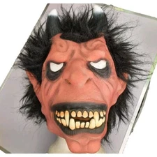 Vintage Paper Magic Group Demon Devil Full Red Face Mask Horns w/ Hair 2002