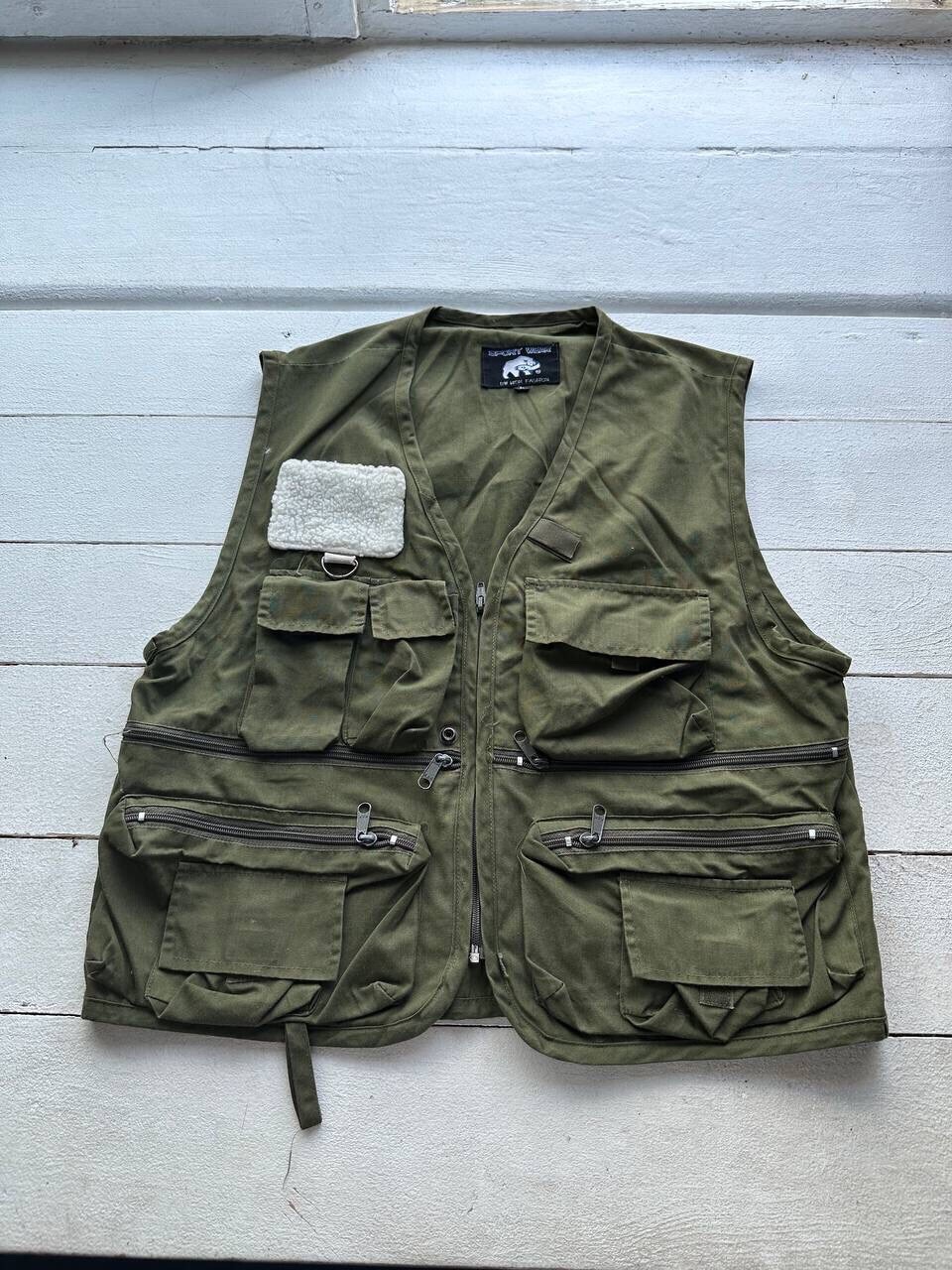 🚨VNTG CARGO MULTIPOCKET DISTRESS GREEN OUTDOOR WEST TANK RARE Y2K