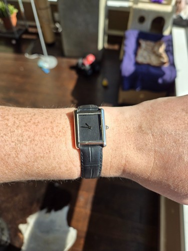 "Not-Vantablack" Custom Painted Tank-Style Men's Quartz Watch