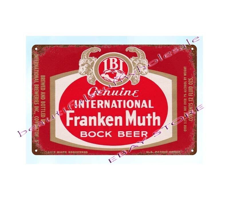 1950s Franken Muth Bock Beer Tin Sign from Covington KY Breweries