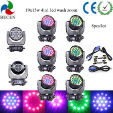 BECEN 8pcs 19x15w RGBW 4in1 Led Wash Zoom Moving head Light DMX dj stage lights