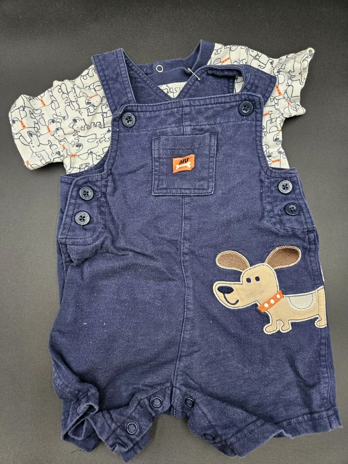 9 Month Carter's 2 Piece Overall Set For Baby, Dog Outfit, Unisex Outfit