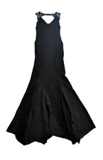 LIP SERVICE Blacklist Kleid Fishtail lang leichter Stoff PU schwarz gothic M