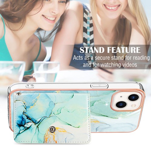 Luxury Marble Pattern Card Slot Cover Case for 15 14 13 12 11 Pro Max 7 8 - 第 5/13 張圖片