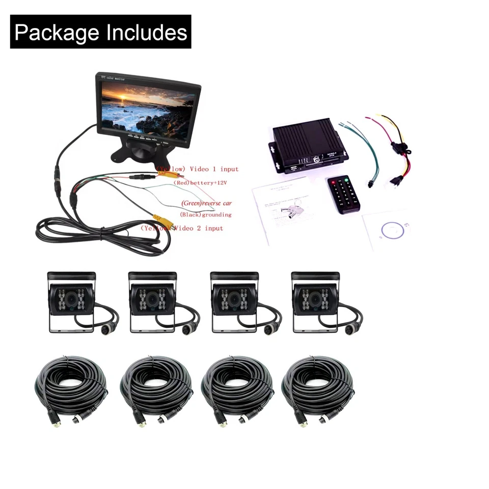 256G sd MDVR 4x 1080P IR Cameras 7" Monitor for Truck Caravan Surveillance - Image 2 of 4