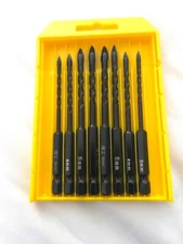 8 Piece  3 flute Carbide Drill set for glass, ceramic tiles, sea glass , others