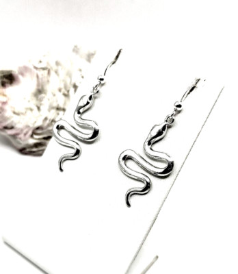 Handgefertigte Sterling Silber 925 griechische Schlange Schlange Ohrhänger für Frauen