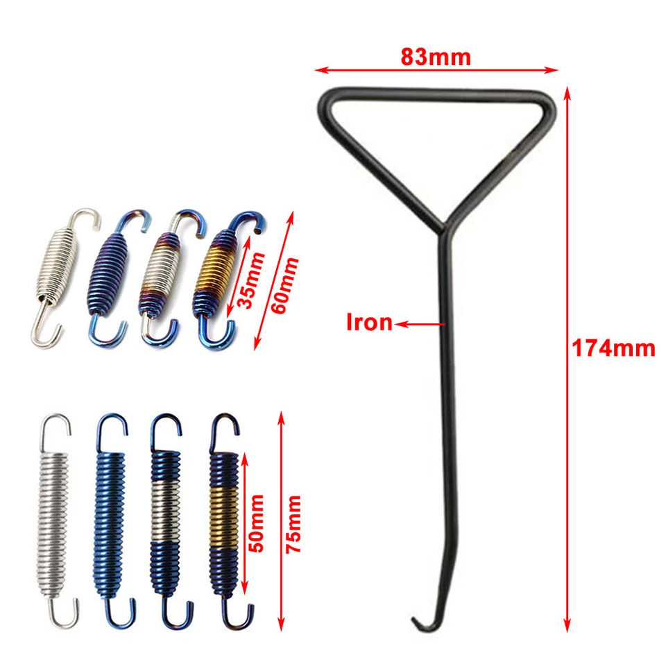 Motorrad-Auspuffrohr-Schalldämpfer-Montagefedern-Haken-Set-Link - Image 3 of 4