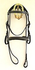 MINI SHETLAND INHAND LEATHER SHOW BRIDLE WITH LEAD REIN IN BLACK OR BROWN