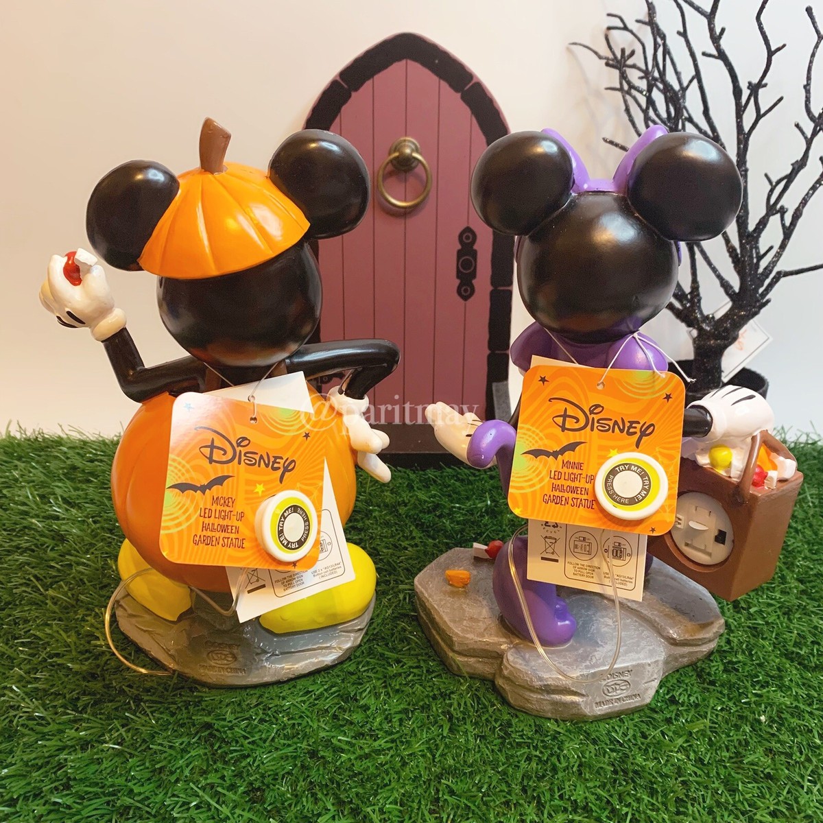 Disney Mickey & Minnie Mouse LED Light-Up Halloween Garden Statue
