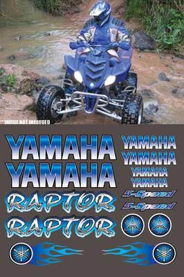 Blue Raptor Stickers Raptor Blue Full Color 16pc Quad ATV Decals Stickers Graphics 660R, 250 ...