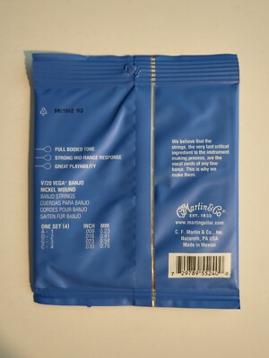 Corde Per Banjo Tenore Martin V720 Vega - 4 Corde, Ferita In Nickel, .009-.030