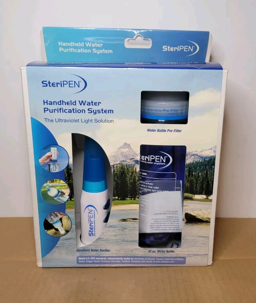 Sistema de purificación de agua portátil clásico SteriPEN con botella - ¡NUEVO EN CAJA!