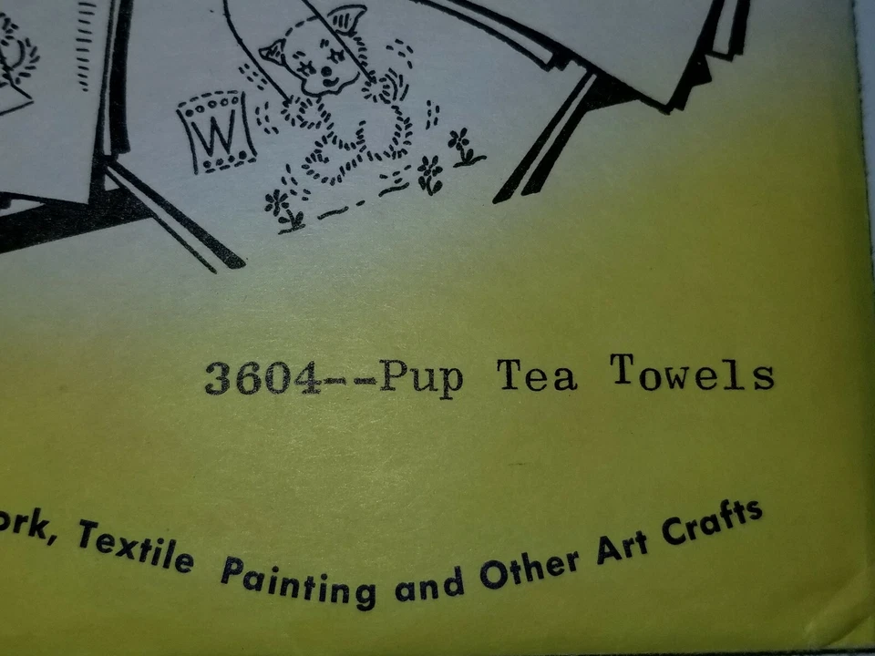 Aunt Martha's 3604 Transfer Pattern Sewing Pup Tea Towel Embroidery Needlepoint - Image 2 of 4