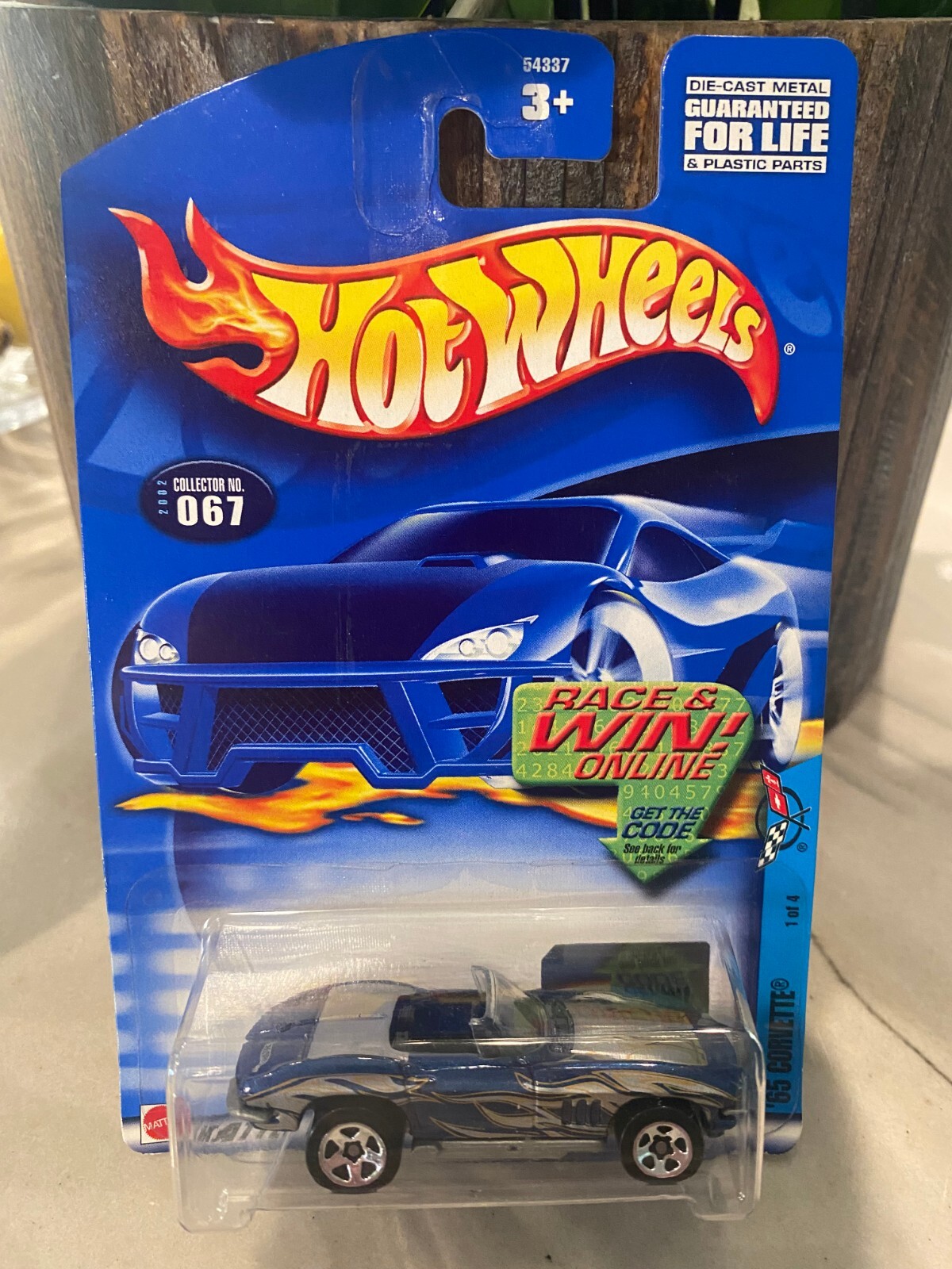 2002 Hot Wheels #67 Corvette Series 1/4 '65 CORVETTE Blue/Silver w/5 Spoke Whls