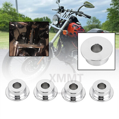 Chrome CNC Solid Handlebar Riser Bushings For Harley Dyna Super Glide EFI FXDI