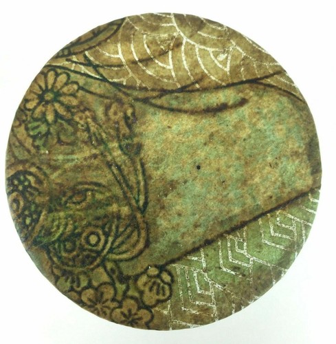 Bote de té suelto lata metal floral caqui verde beige tapa de 4" - Imagen 3 de 6