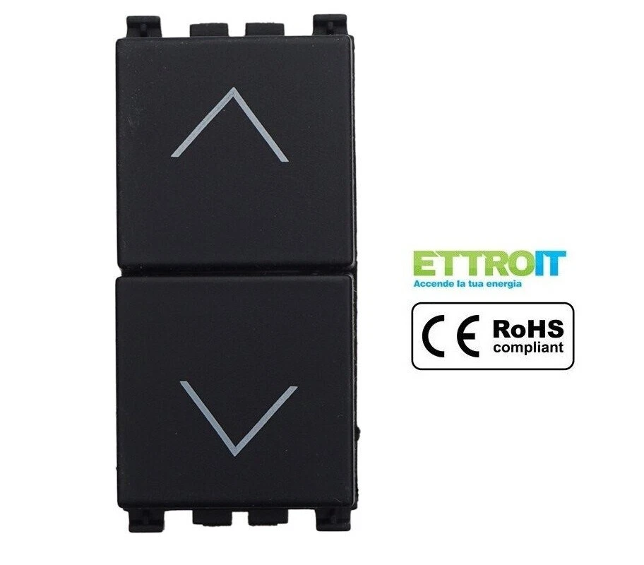 Commutatore INTERBLOCCATO 1-0-2 per Tapparelle 16A Compatibile VIMAR ARKE' NERO