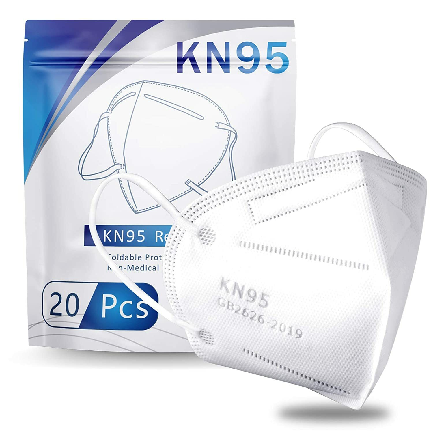 50 / 100 Pcs White KN95 Protective 5 Layer Disposable Face Mask