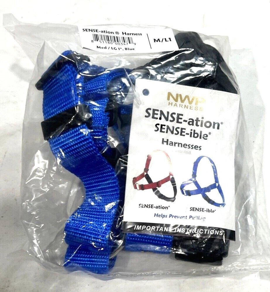 Dog Harness Training/Walking Medium/Large 1" Blue SENSE-ation® No-Pull