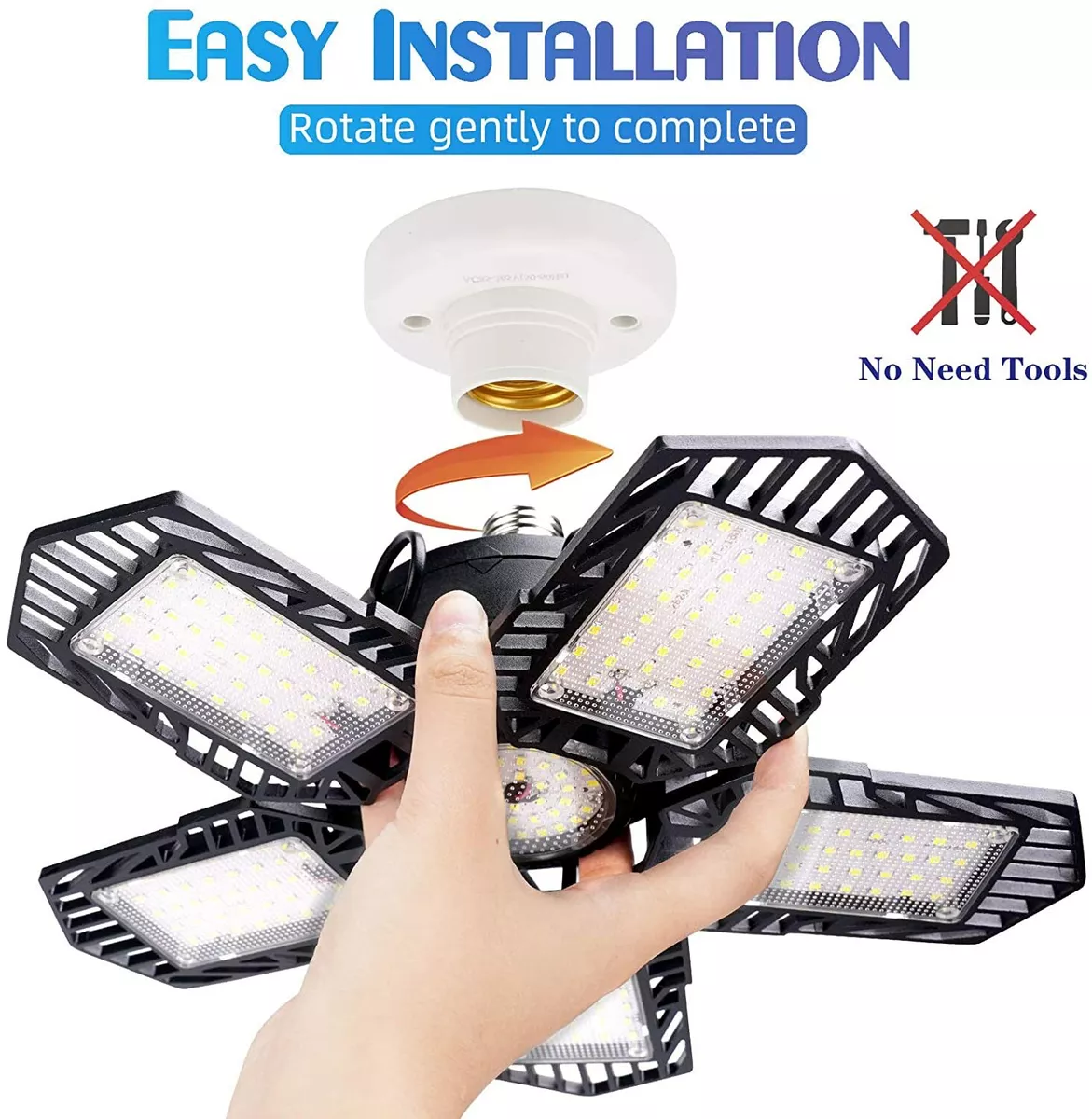 Super Bright Screw In Socket LED Aluminum Garage Shop Ceiling Light Deformable