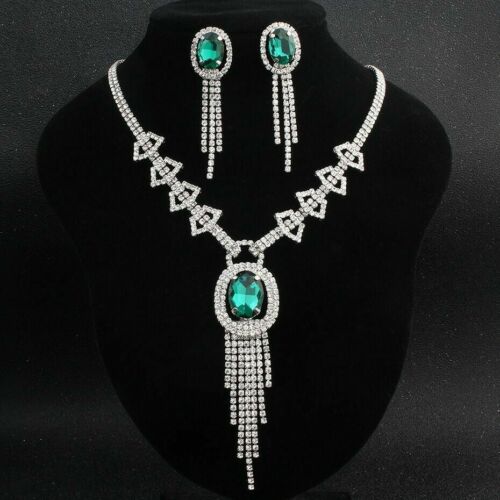 Women Square Shape Gemstone Design Rhinestone Jewelry Set Gift|Necklace,Charm - Picture 1 of 6