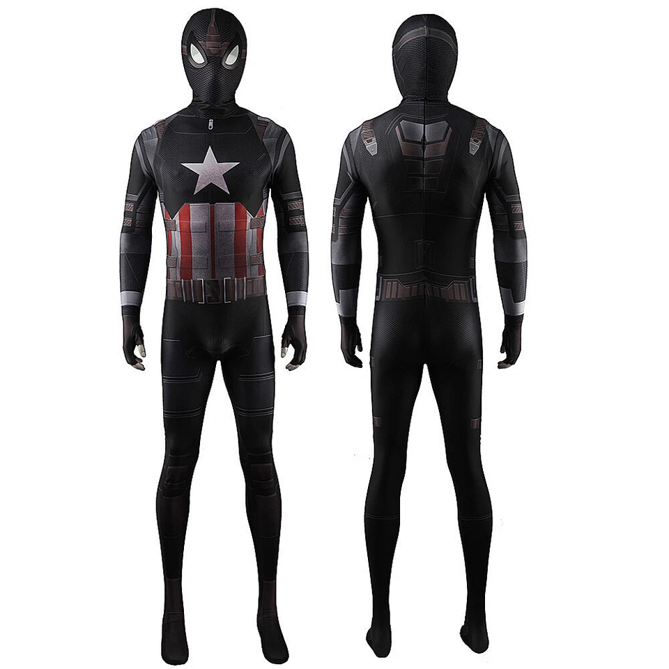 Captain America Stealth Spiderman Jumpsuit Cosplay Superhero Costume Halloween - Image 2 of 4