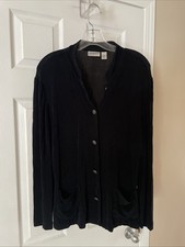 Chicos Travelers Gorgeous Black Long Sleeve Button Jacket Sz 2 gorgeous