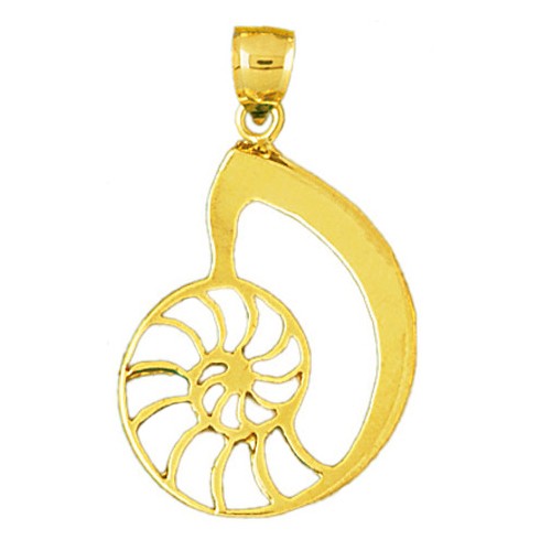 14K Gold ausgeschnittene Weichtiere Meeresschnecke Muschel Anhänger - Bild 1 von 2