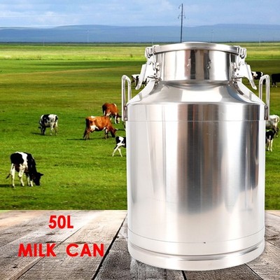 50L 13 Gallon Stainless Steel Milk Can Tote Jug Bucket Liquid Oil Storage Barrel