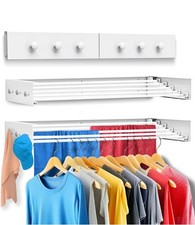 31.5" Wall Mounted Drying Racks for Laundry Retractable Clothes Rack - white