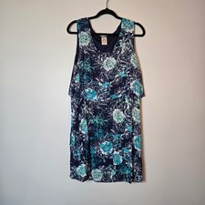 Faded Glory Womens XXL 20 Peri Night Floral Tiered Sleeveless Dress FGL26820PR