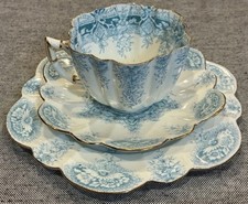 Antique Wileman Foley Daisy Trio Teal Paradise 6240 Pre-Shelley Cabinet Piece