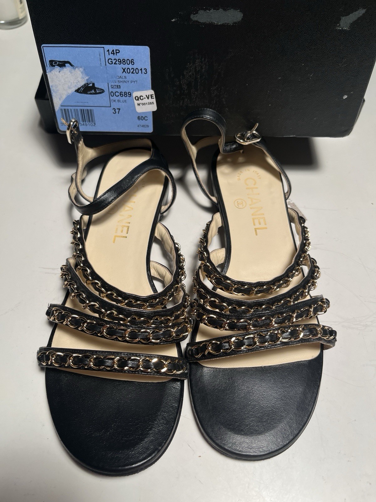 Chanel Chainlink Sandals Size 37 With Box