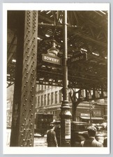 Photographer Leo Brooks Bowery Grand St Lamp Elevated Train Photo NY Postcard