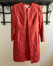 David Warren New York 2P Fall/Holiday Coral Linen Blend Lined Dress Suit (2pc)