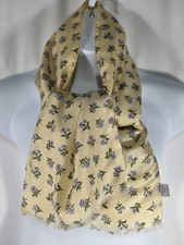 Vintage Christian Dior Silk And Wool Floral Scarf 52" x 10" Yellow Blue Green