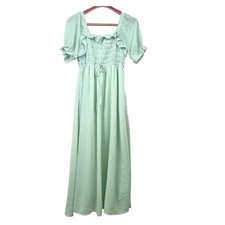 Dress Sz S Cottage Coquette Smocked Puff Sleeve Midi Ruffle Feminine Party Fairy