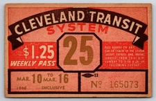 Cleveland Transit System 1946 Weekly Pass Ohio Vintage (#28)