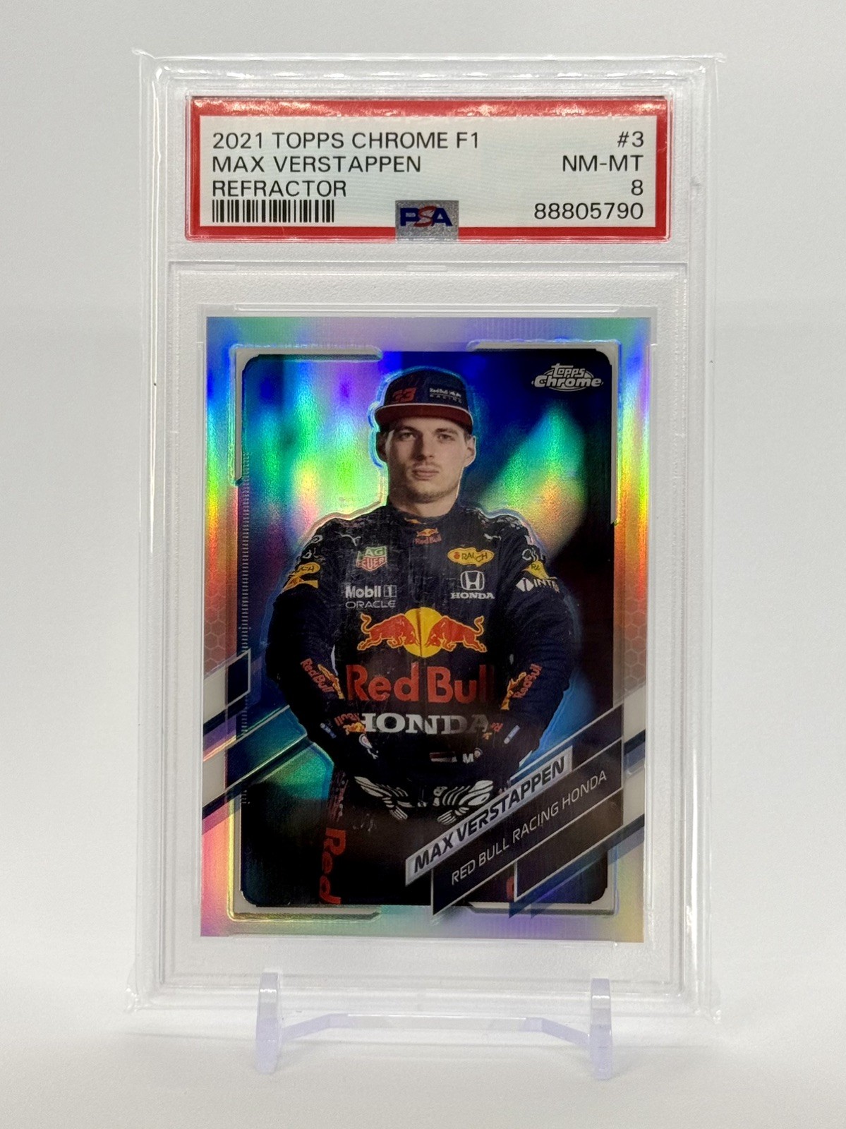 2021 Topps Chrome Formula 1 F1 Max Verstappen #3 Refractor PSA 8