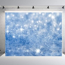 Sequin Glitter Backdrop 6x8ft Blue Sparkle Background for Wedding