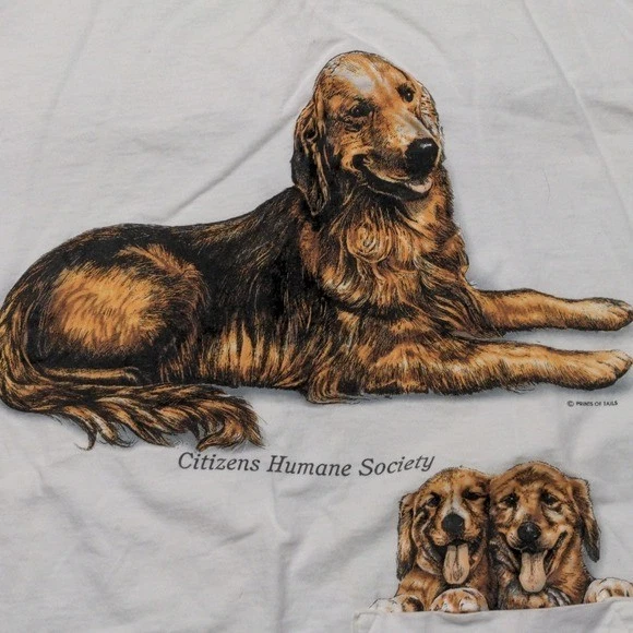 Vintage Made In USA Golden Retriever Puppy Print Oversized Sleep Night Shirt OS - Image 3 of 4