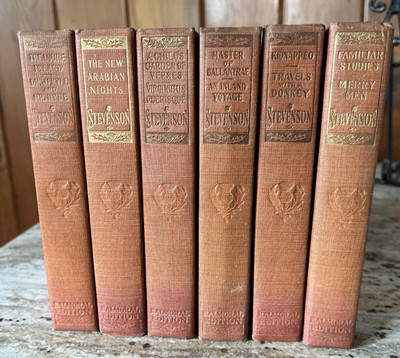 6 VTG Antique Books of Robert Louis Stevenson 1915 HC Set Balmoral Edition