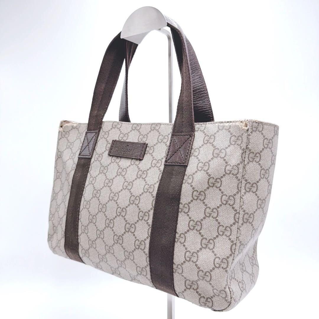 GUCCI Tote Bag GG Supreme 141976 486628 Beige Vintage Auth From Japan