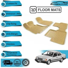 3D Molded Interior Car Floor Mat for MERCEDES E CLASS W124, 1985-1995(Beige)