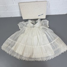 Vintage 1950s Size 12-18 mo White Ruffle Lace Baby Dress 2Pc