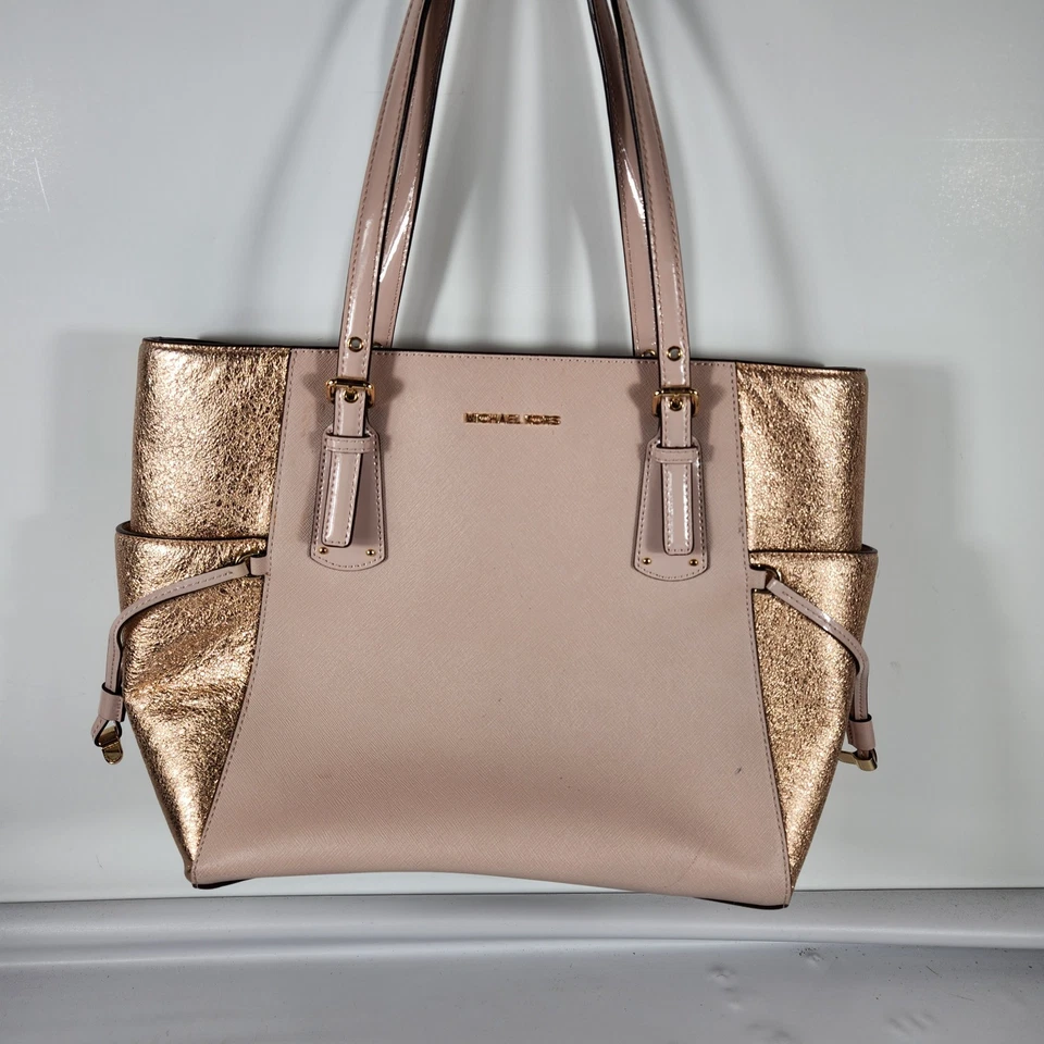 Michael Kors MK Pink Jet Set Large Leather Travel Tote Bag Handbag PINK Shimmer - Image 3 of 4