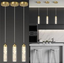 Modern Gold LED Pendant Light 3 Pack Crystal Mini Hanging Kitchen Island NEW
