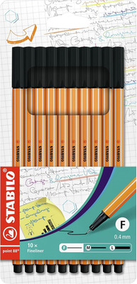 Point 88 Fineliner, Black, Wallet of 10