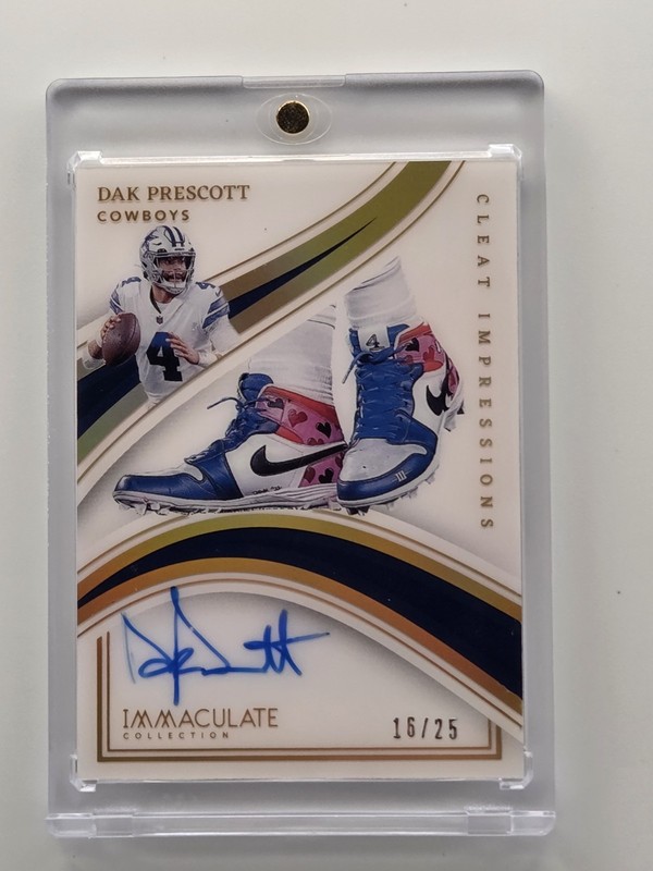 2023 PANINI IMMACULATE DAK PRESCOTT AUTO /25 CLEAT IMPRESSIONS #CI-DKP COWBOYS